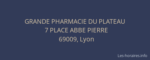 GRANDE PHARMACIE DU PLATEAU