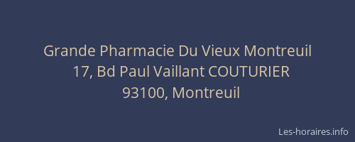 Grande Pharmacie Du Vieux Montreuil