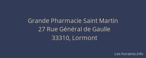 Grande Pharmacie Saint Martin
