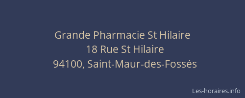 Grande Pharmacie St Hilaire