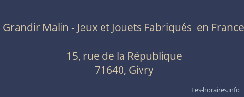 Grandir Malin - Jeux et Jouets Fabriqu&eacute;s  en France