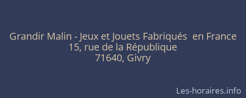 Grandir Malin - Jeux et Jouets Fabriqués  en France