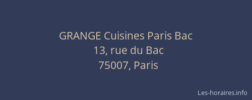 GRANGE Cuisines Paris Bac