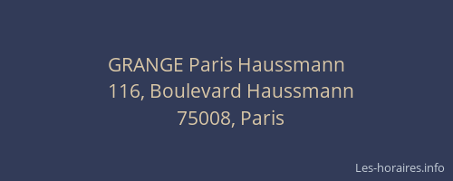 GRANGE Paris Haussmann