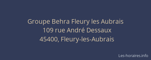 Groupe Behra Fleury les Aubrais