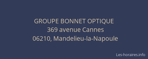 GROUPE BONNET OPTIQUE