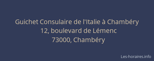 Guichet Consulaire de l'Italie à Chambéry