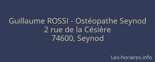 Guillaume ROSSI - Ost&eacute;opathe Seynod