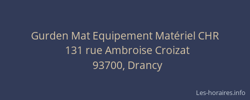 Gurden Mat Equipement Matériel CHR