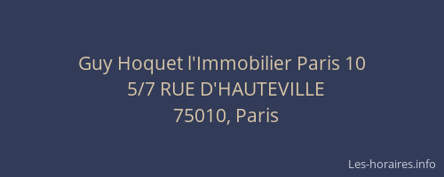 Guy Hoquet l'Immobilier Paris 10