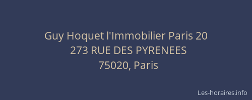 Guy Hoquet l'Immobilier Paris 20