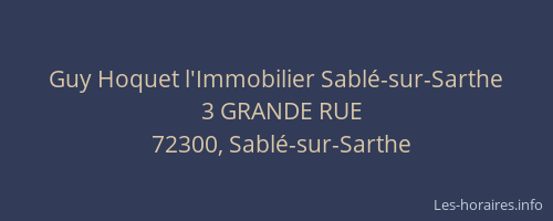 Guy Hoquet l'Immobilier Sabl&eacute;-sur-Sarthe
