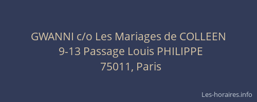 GWANNI c/o Les Mariages de COLLEEN