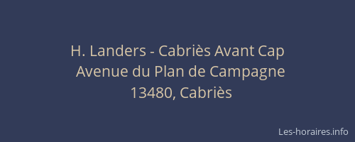 H. Landers - Cabriès Avant Cap