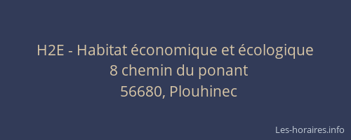 H2E - Habitat &eacute;conomique et &eacute;cologique