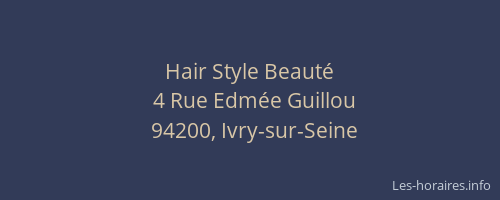 Hair Style Beaut&eacute;