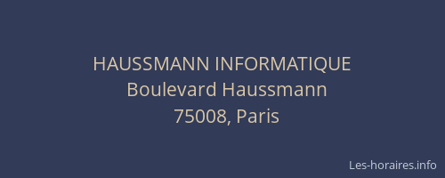HAUSSMANN INFORMATIQUE