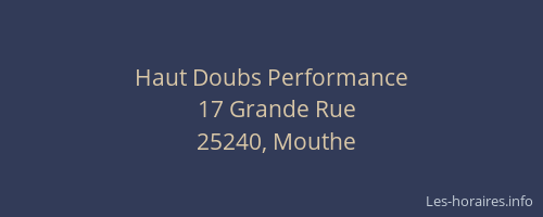 Haut Doubs Performance