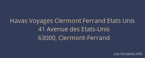 Havas Voyages Clermont Ferrand Etats Unis