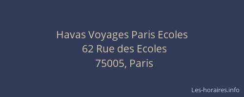 Havas Voyages Paris Ecoles