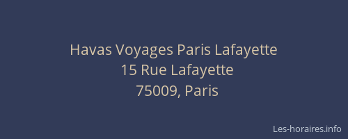 Havas Voyages Paris Lafayette
