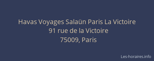 Havas Voyages Salaün Paris La Victoire