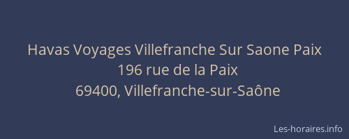 Havas Voyages Villefranche Sur Saone Paix
