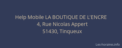 Help Mobile LA BOUTIQUE DE L'ENCRE