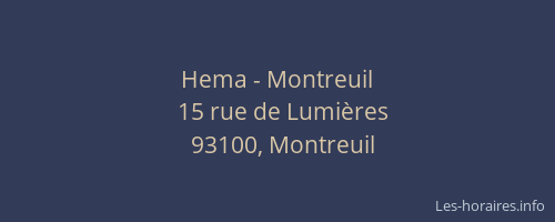 Hema - Montreuil