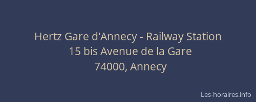 Hertz Gare d'Annecy - Railway Station