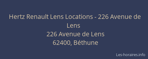 Hertz Renault Lens Locations - 226 Avenue de Lens