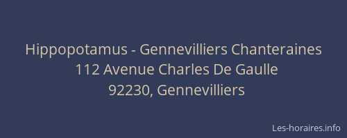 Hippopotamus - Gennevilliers Chanteraines