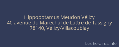Hippopotamus Meudon Vélizy