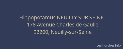 Hippopotamus NEUILLY SUR SEINE