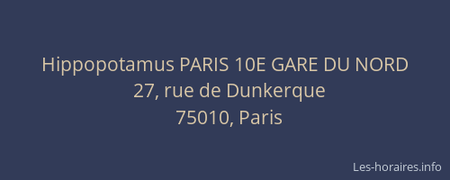 Hippopotamus PARIS 10E GARE DU NORD