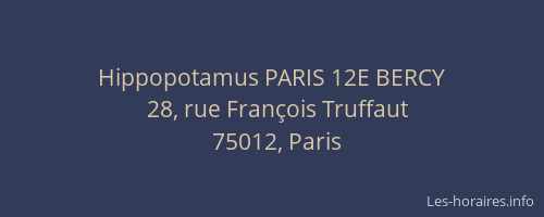 Hippopotamus PARIS 12E BERCY