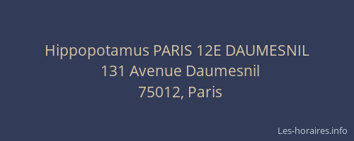 Hippopotamus PARIS 12E DAUMESNIL
