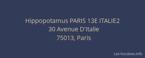 Hippopotamus PARIS 13E ITALIE2