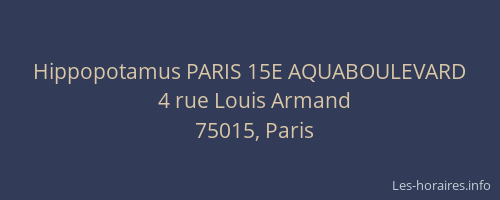 Hippopotamus PARIS 15E AQUABOULEVARD