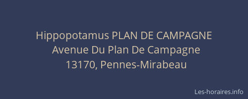 Hippopotamus PLAN DE CAMPAGNE