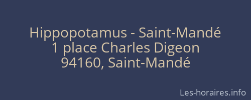 Hippopotamus - Saint-Mandé