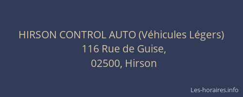 HIRSON CONTROL AUTO (Véhicules Légers)