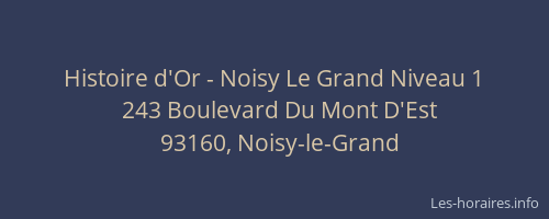 Histoire d'Or - Noisy Le Grand Niveau 1