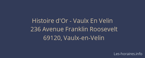 Histoire d'Or - Vaulx En Velin