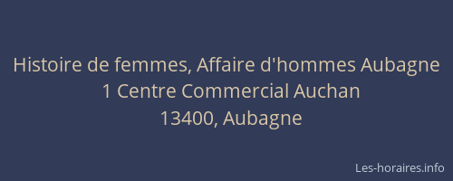 Histoire de femmes, Affaire d'hommes Aubagne