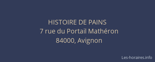 HISTOIRE DE PAINS
