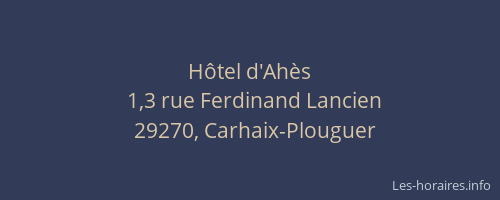 H&ocirc;tel d'Ah&egrave;s