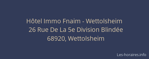 H&ocirc;tel Immo Fnaim - Wettolsheim
