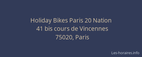 Holiday Bikes Paris 20 Nation