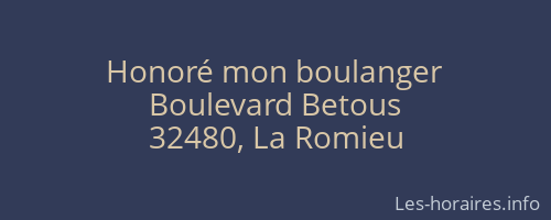 Honoré mon boulanger